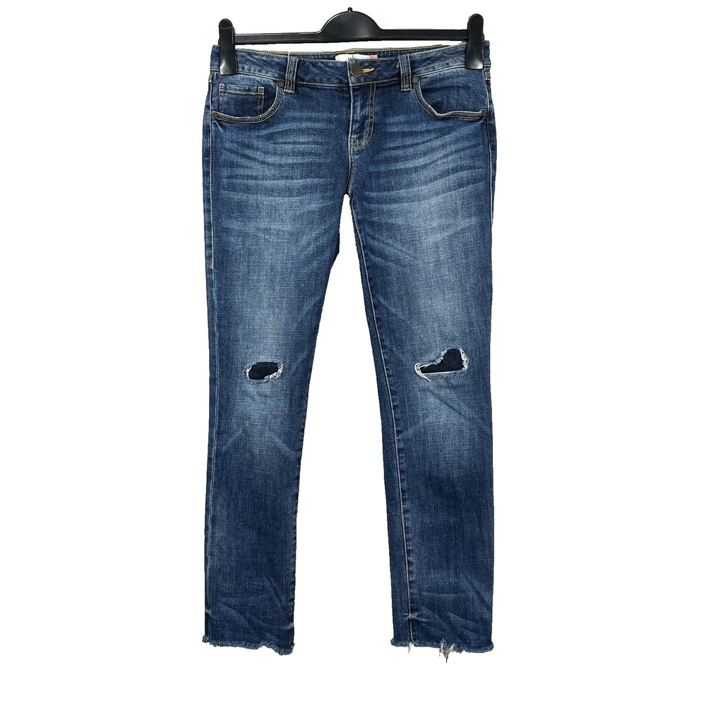CABI #5695 Boyfriend SLIM FIT Blue STRETCH DENIM Low-Rise WOMEN'S Jeans Sz 4